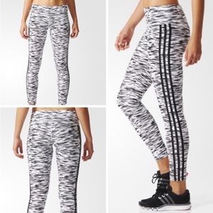 adidas 3 stripe climalite zebra leggings size S